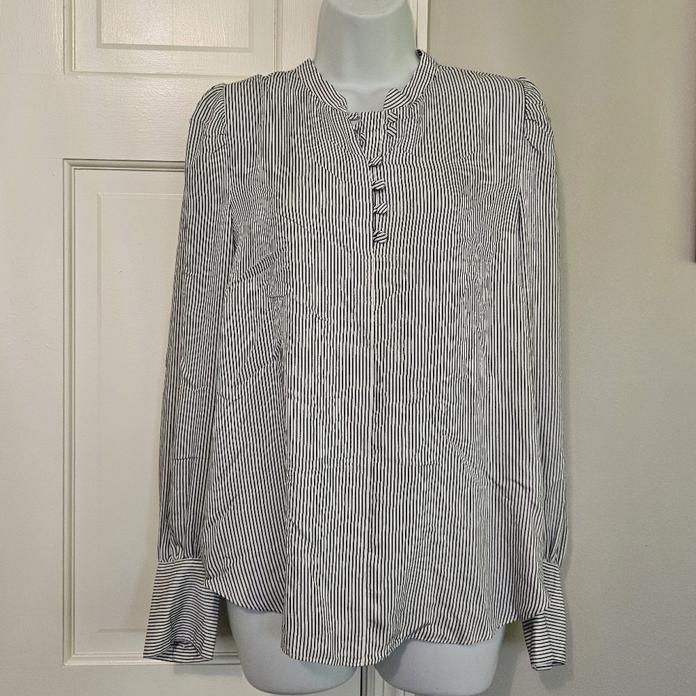 Ann Taylor Black and White Striped Blouse